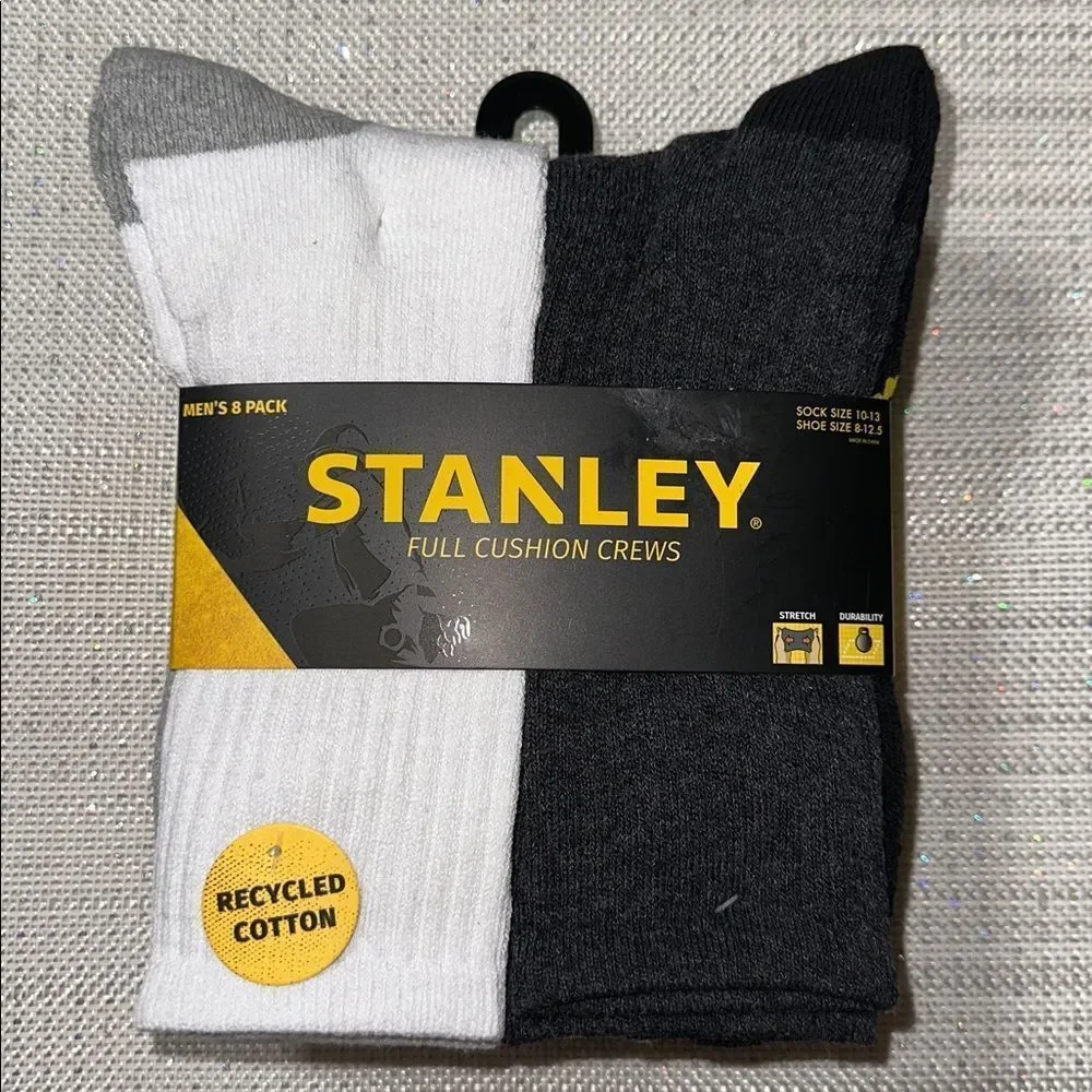 STANLEY Black White Gray Cushioned Soft Cotton Blend Work Socks